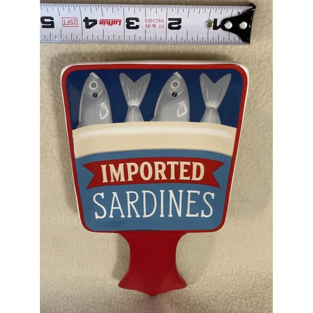 Ceramic Sardine Tin Spoon Rest Novelty Whimsical Trinket Tray Kitschy Fish